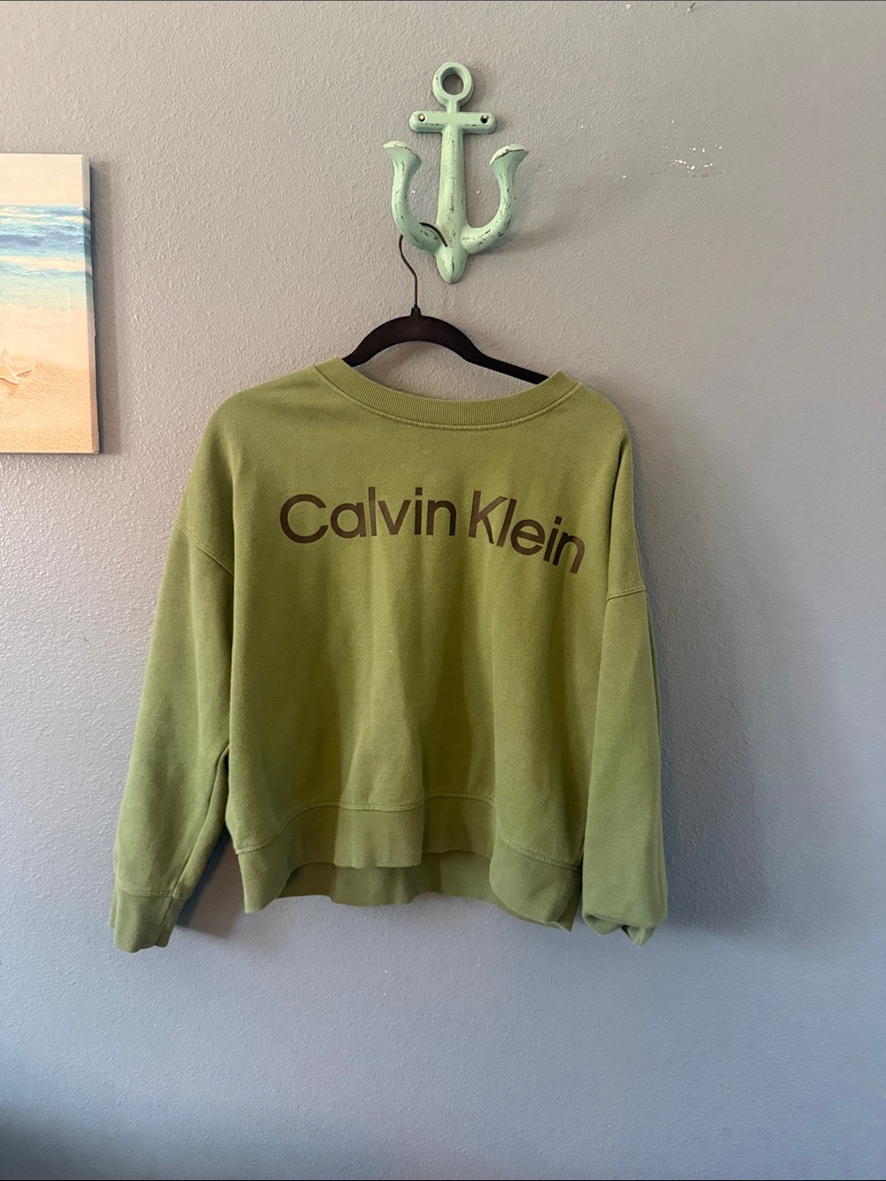Calvin Klein Olive Green Logo Crewneck Sweatshirt